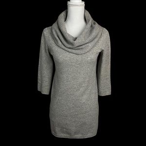 Cynthia Rowley 100% Cashmere Cowl Neck Gray Sweater Tunic Half Sleeve Size XS
